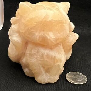 Large Yellow Calcite Fox Tail Carving Crystal 1.10lb